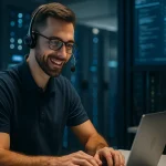 Спеціаліст техпідтримки Hostnova допомагає клієнтці вирішити проблему на сайті в серверному центрі