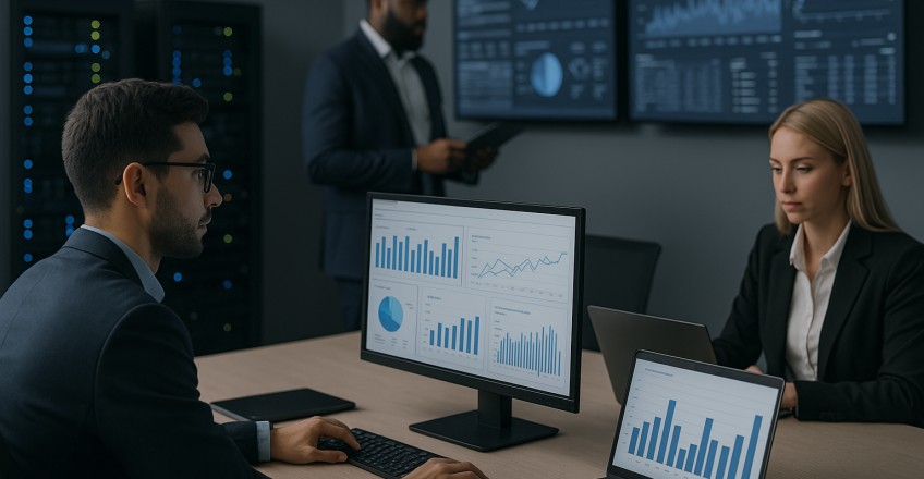 Команда B2B-компанії аналізує дані та працює з інфраструктурою в офісі