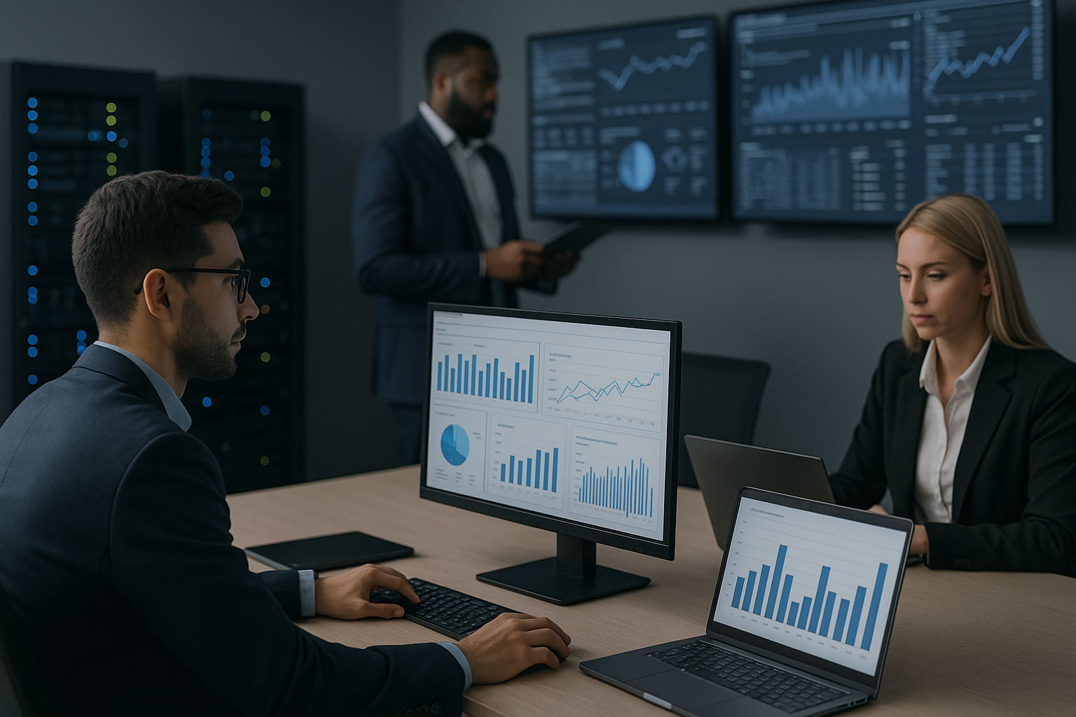 Команда B2B-компанії аналізує дані та працює з інфраструктурою в офісі