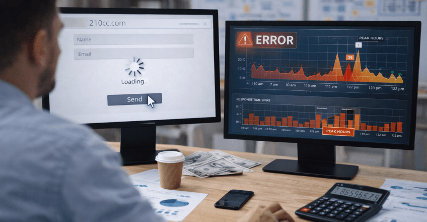 Власник бізнесу аналізує роботу сайту та втрати клієнтів через технічні проблеми хостингу