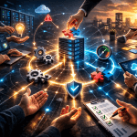 Концептуальна сцена з серверною інфраструктурою як символ відповідальності за стабільність сайту в бізнесі